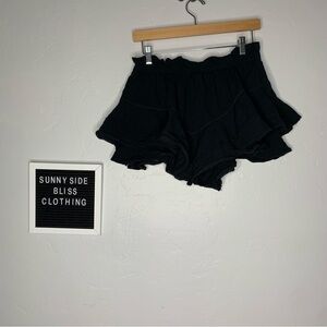 Aerie Black Rock N Ruffle Micro Mini Skort Flowy Black Cotton Size Medium